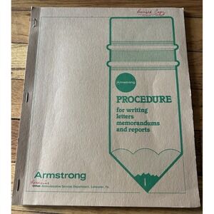 Armstrong Procedure for Writing, October 1985, Revised Copy, Lancaster, Pa